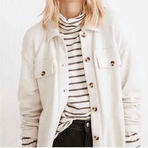 Madewell Women’s Heather Gray Long Sleeve Brushed Knit Shirt Jacket